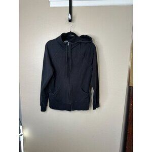 Champion Womens Black Jacket Large‎ zip up hooded pockets cotton lightweight